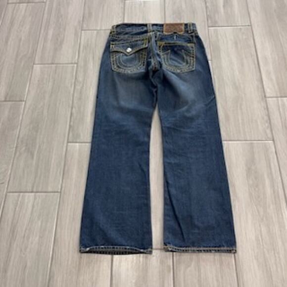 True Religion Billy SuperT Boot Flare Blue Jeans Yellow Stitching ~ Men's 30/30 - Picture 5 of 8